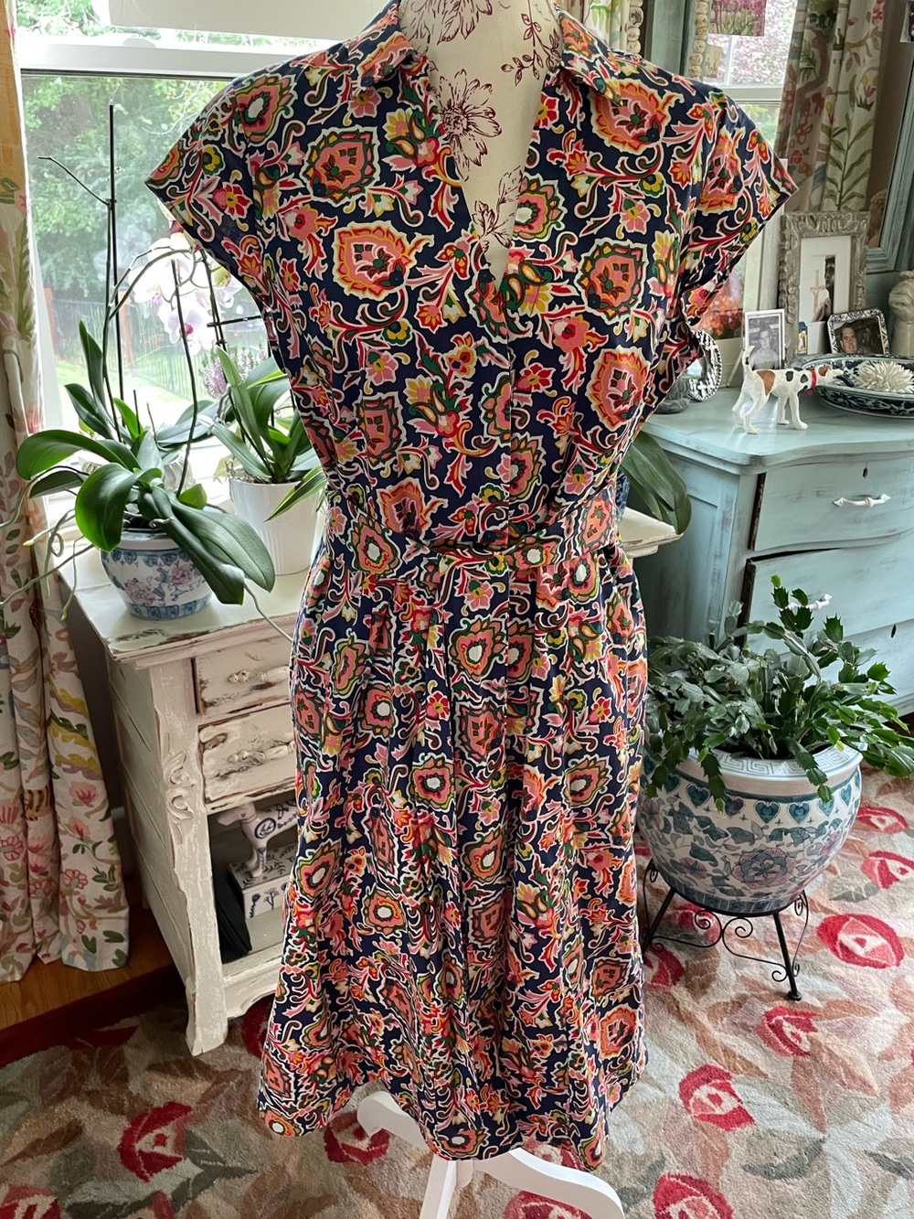 Boden midi dress. Floral Navy Multicolor Wrap Dress